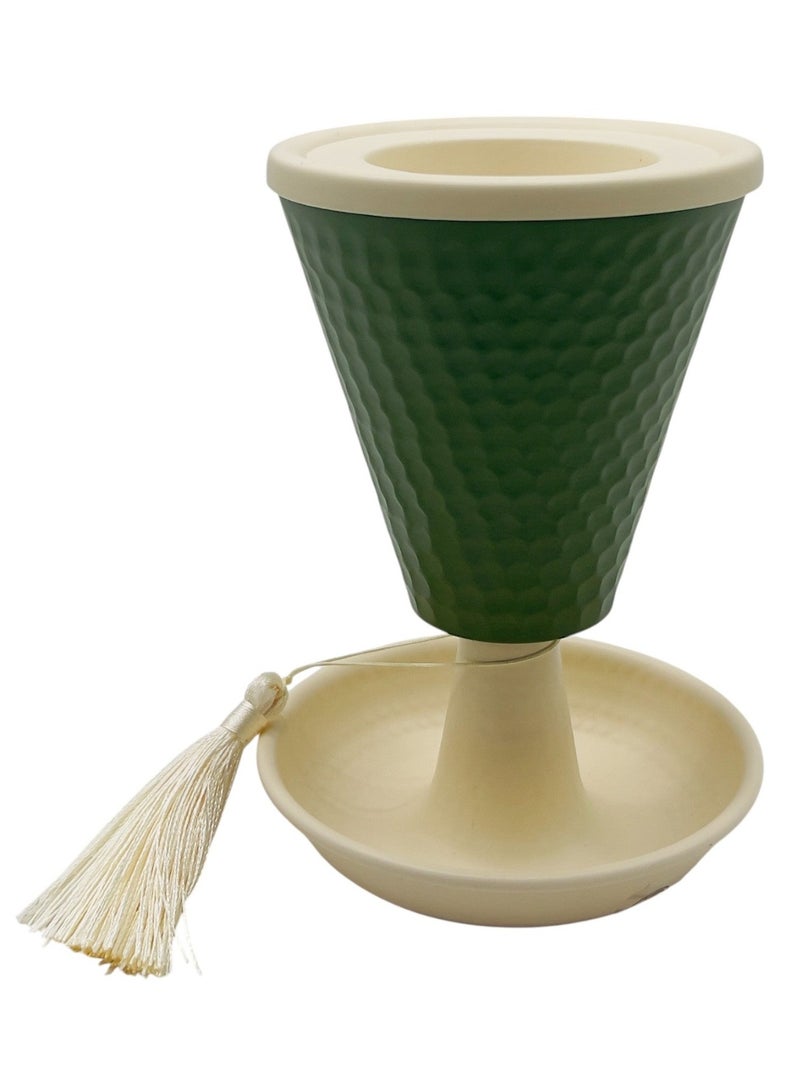 AKDC موقد بخور معدني AKDC 12 سم * 17 سم، عاجي/أخضر - Image 1